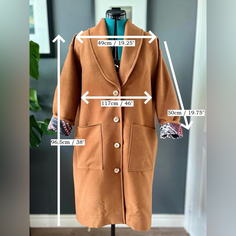 Embroidered coat, crafted from upcycled blanket, fully lined, ladies' size XS-S - Picture 2 of 11